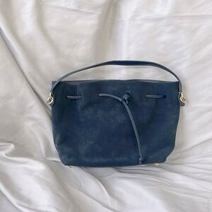 Navy Talbots suede and leather purse